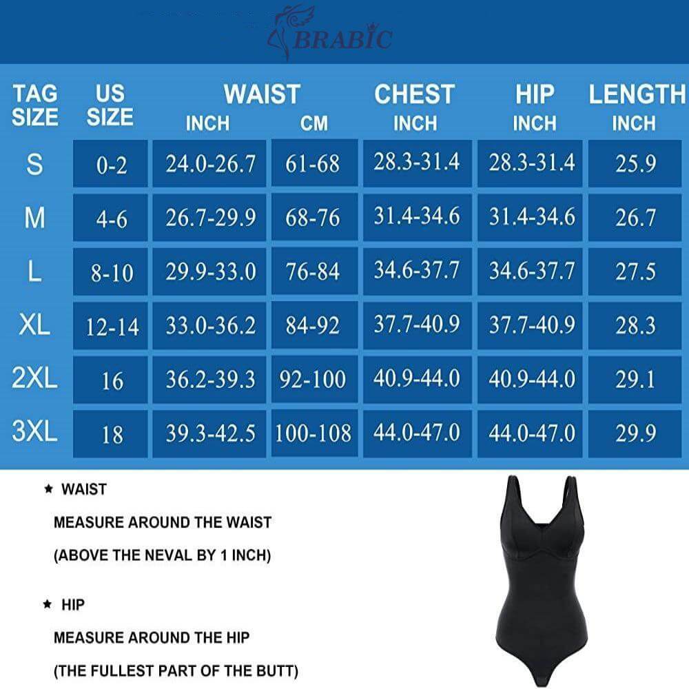 BRABIC Deep V Neck Thong Bodysuit Tummy Control Jumpsuit Tops